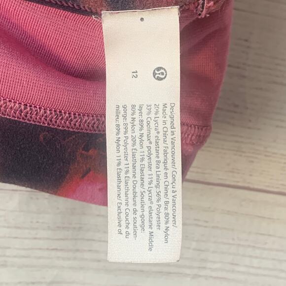 Lululemon Flow Y Bra Intensity Pink Blossom Multi with Pads Nulu Size 12 - Picture 9 of 15